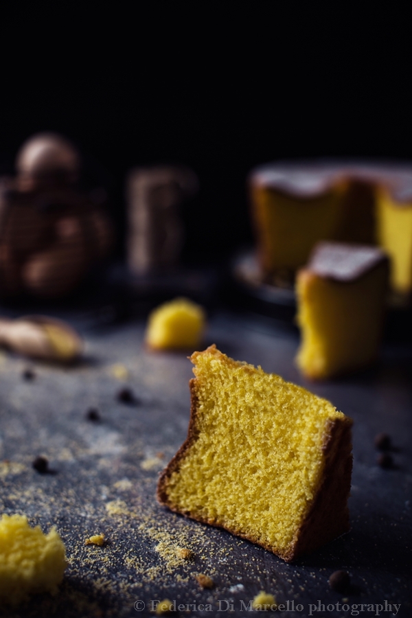 Gluten free, ultra soft sponge cake with corn flour, lemon and allspice